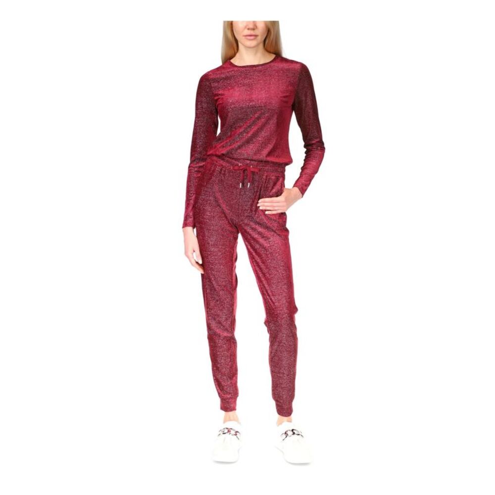 MICHAEL MICHAEL KORS Womens Maroon Long Sleeve Crew Neck Top XS